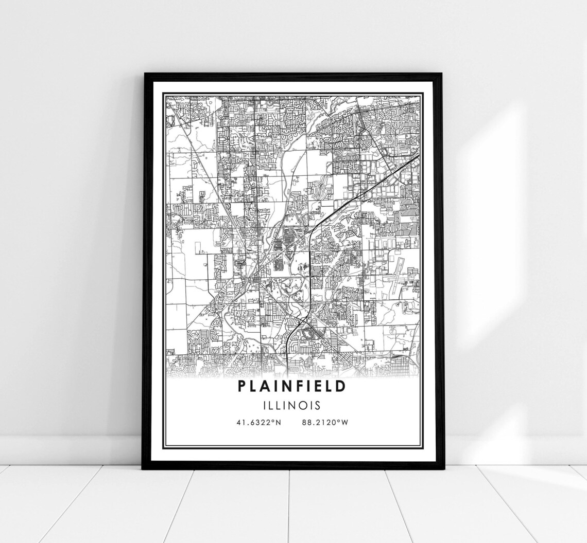 Plainfield Map Print, Illinois City Travel Poster