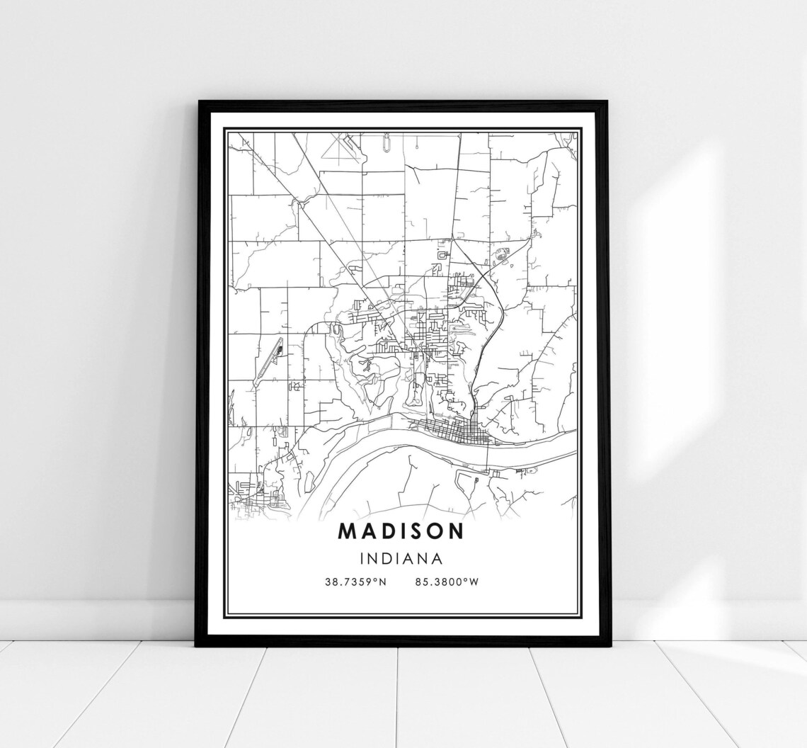 Madison Map Print Poster, Indiana City Map