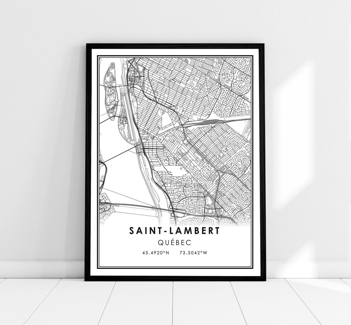 Saint-Lambert Quebec Minimalist Street Map Coordinates Art Poster