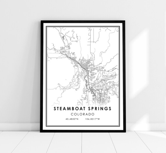 Steamboat Springs Map Print, Colorado City Travel Poster