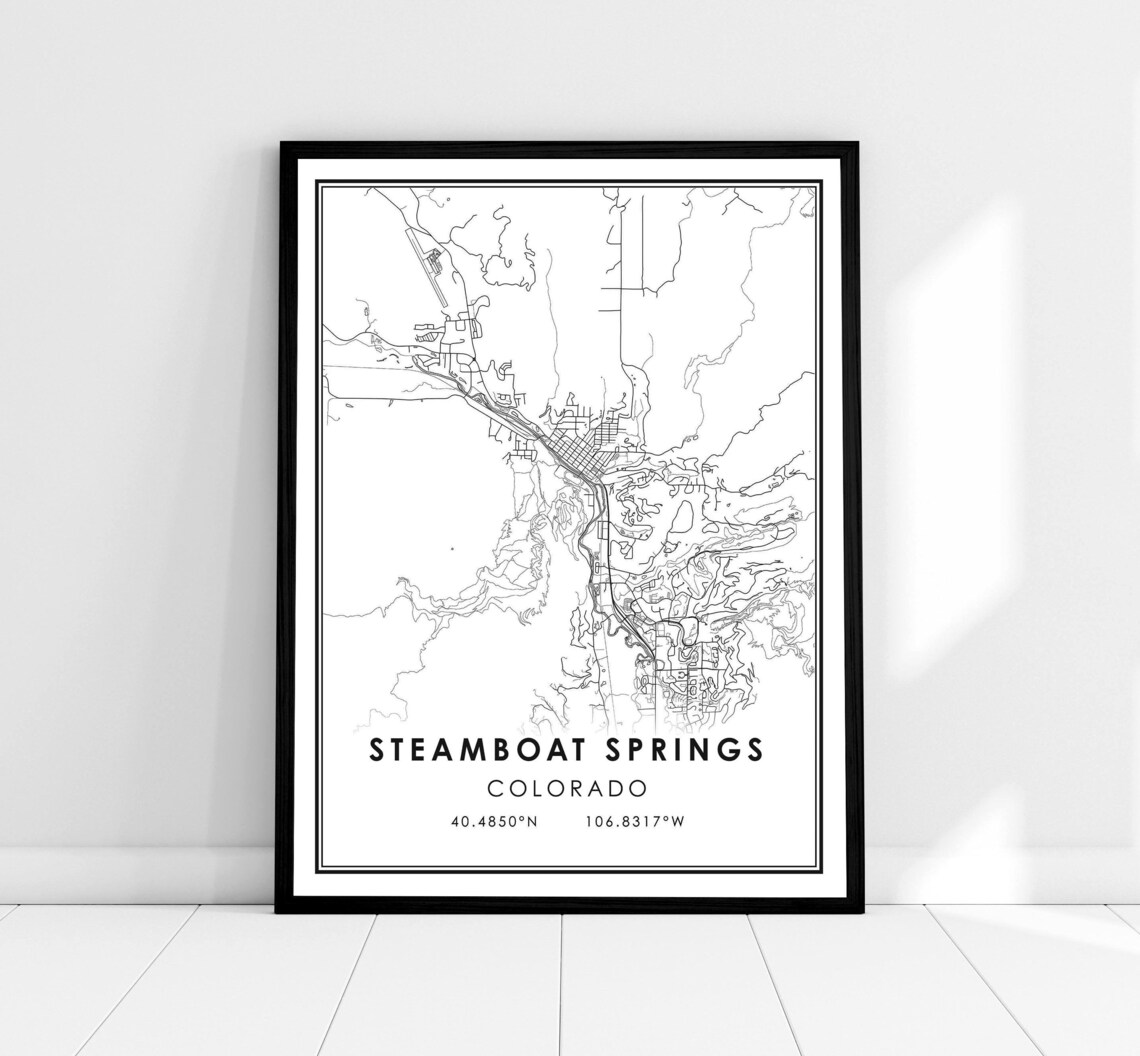 Steamboat Springs Map Print, Colorado City Travel Poster
