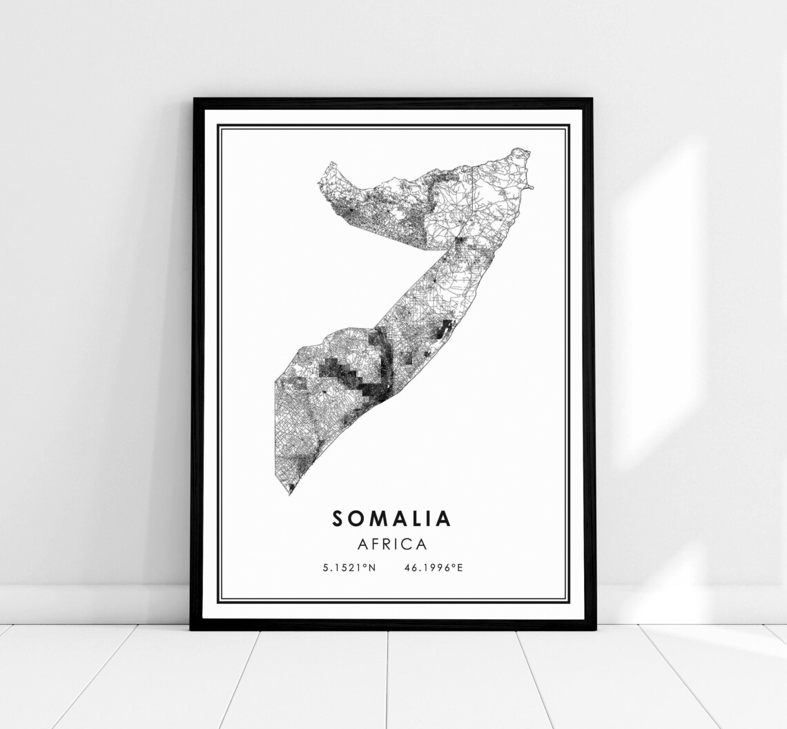 Somalia Map Print Poster, Travel Wall Art