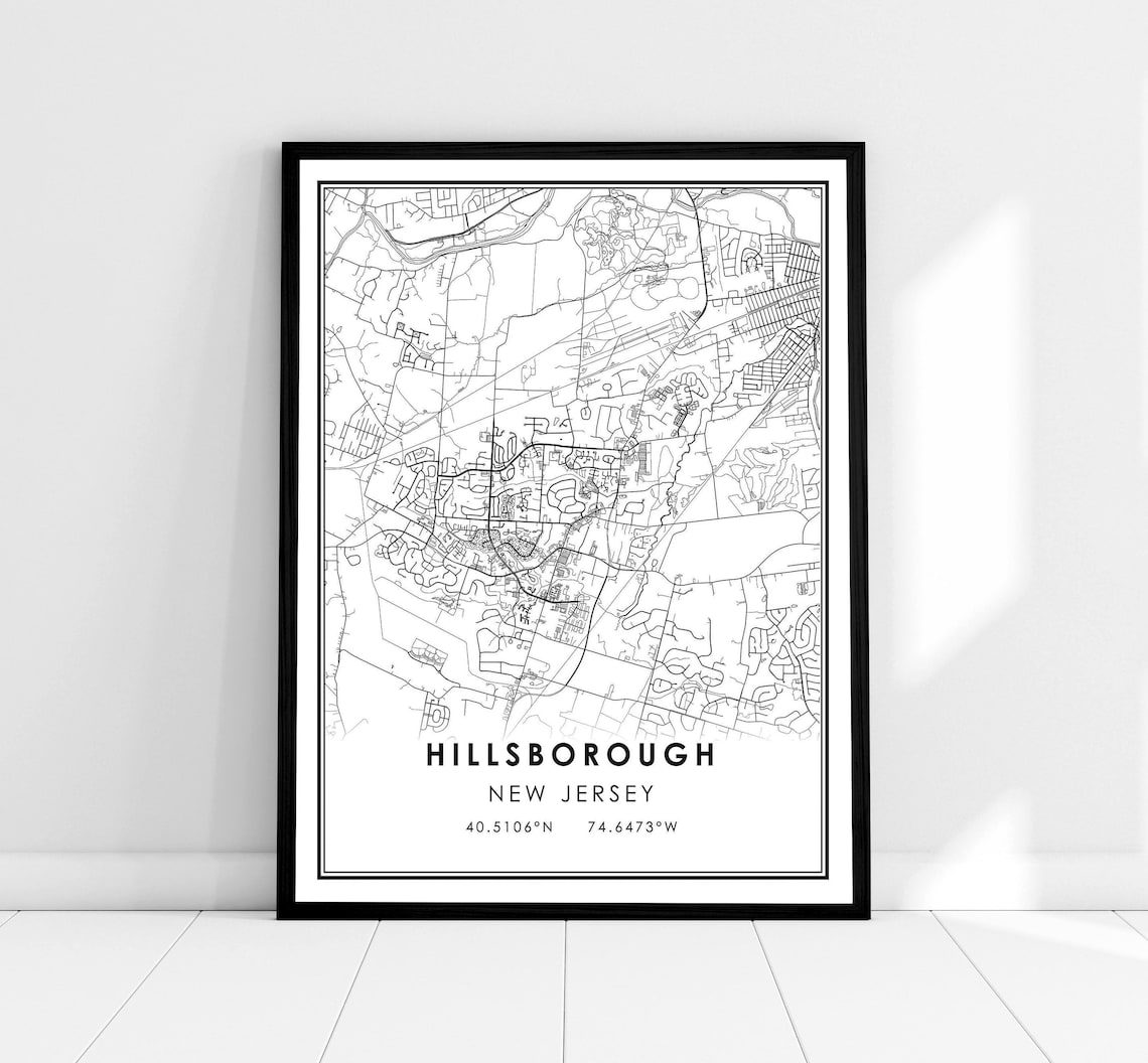 Hillsborough Map Poster, New Jersey City Art Print