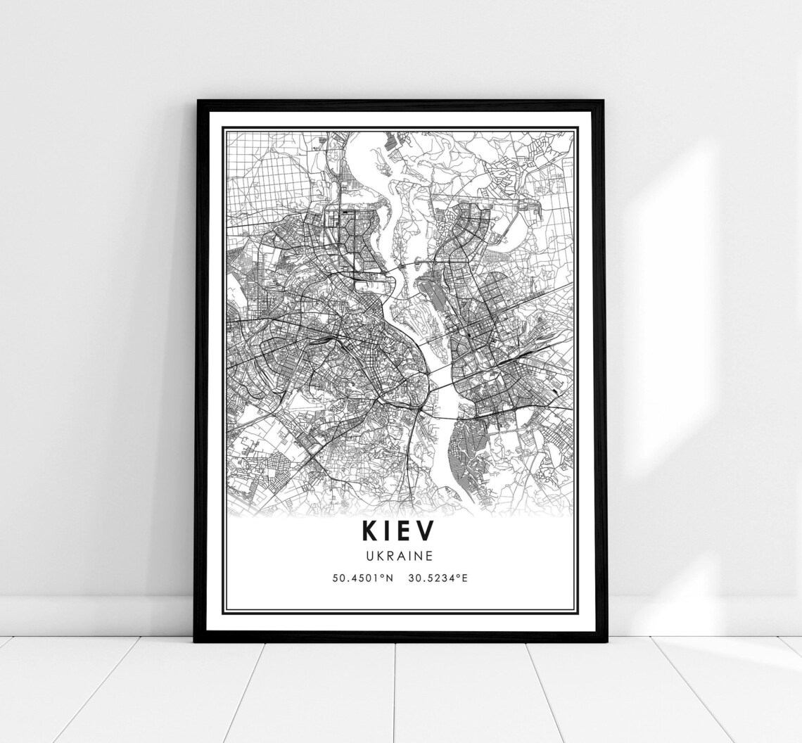 Kiev Map Travel Poster, Ukraine City Map