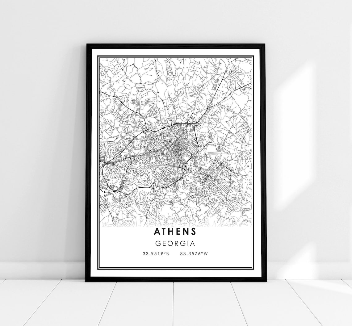 Athens Map Poster Print, Georgia City