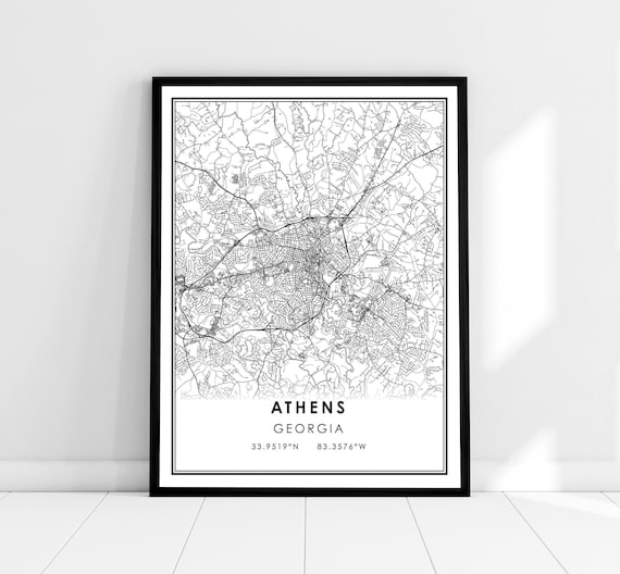 Athens Map Poster Print, Georgia City