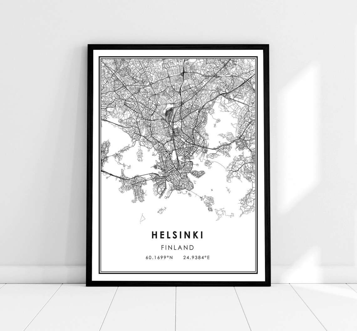 Helsinki Map Poster, Finland City Travel Print