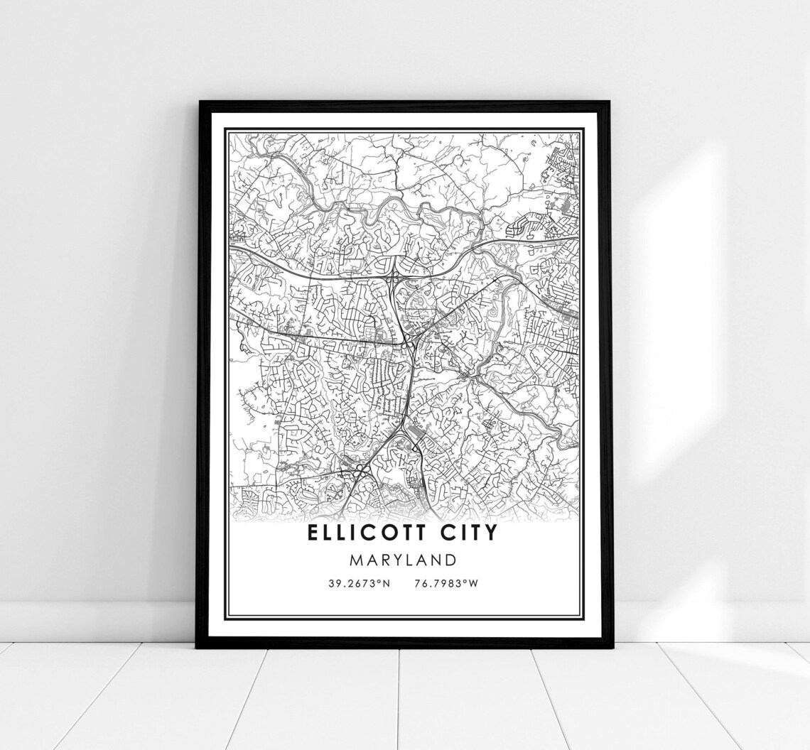 Ellicott City Map Print, Maryland Travel Poster