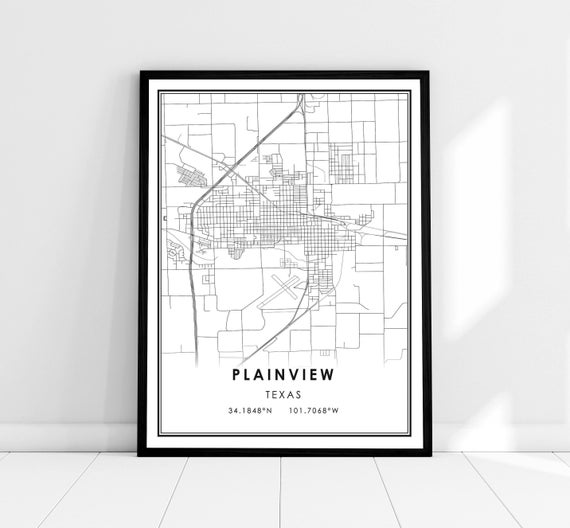 Plainview Map Travel Poster, Texas City