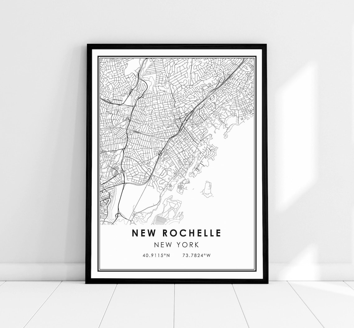 New Rochelle York Map Poster, Travel Map Print