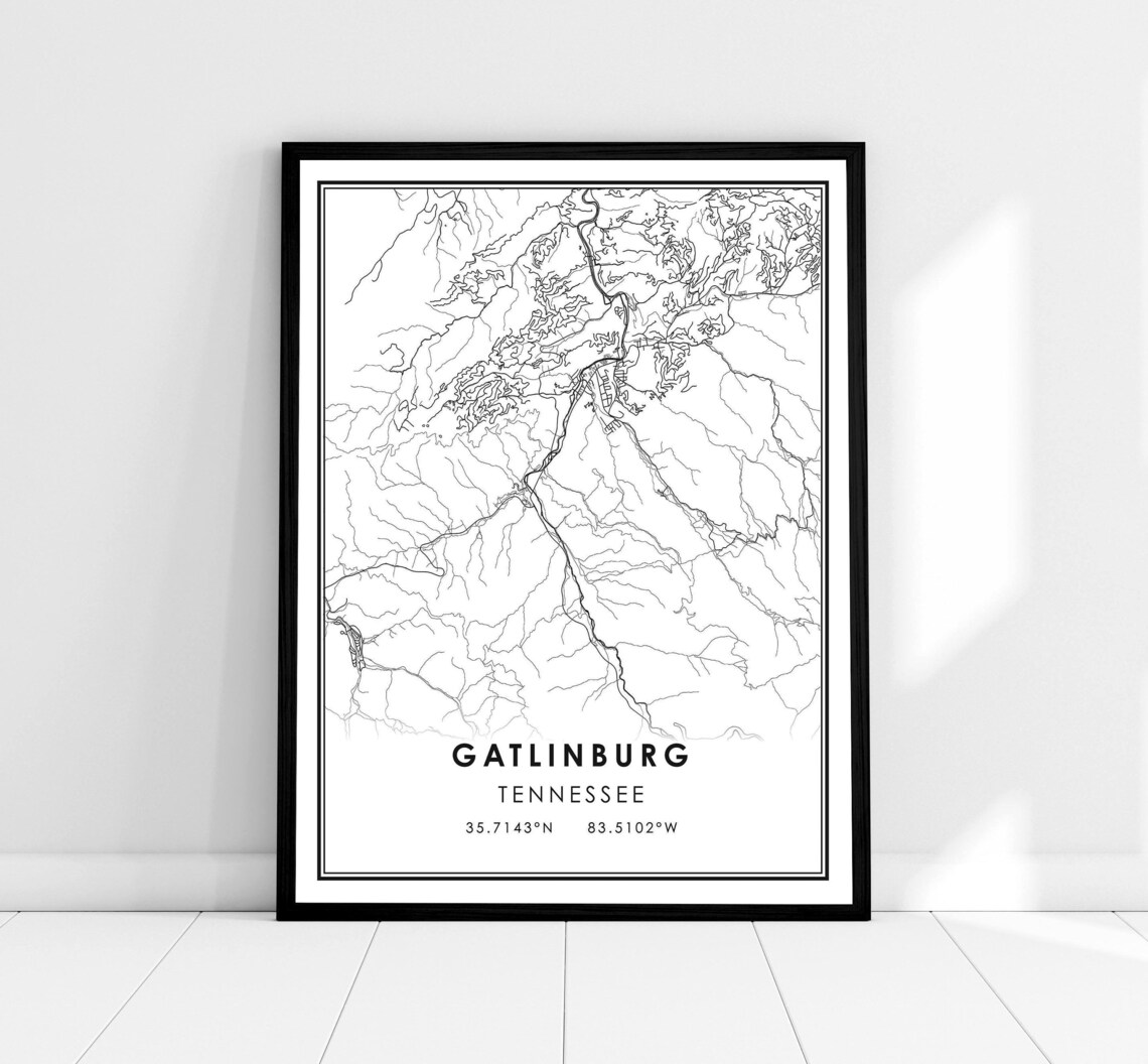 Gatlinburg Map Print, Tennessee City Travel Poster