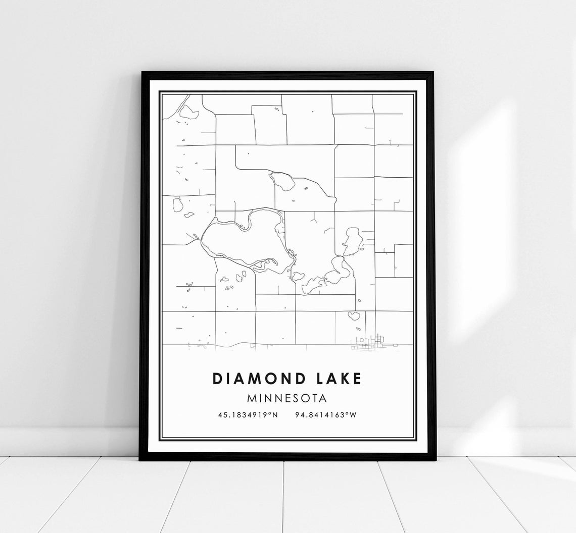 Diamond Lake Minnesota Minimalist Street Map Coordinates Poster
