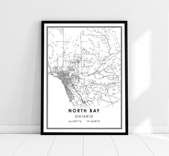 North Bay Map Print Poster, Ontario City