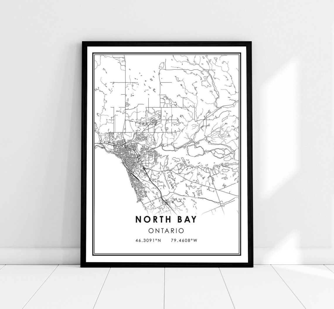 North Bay Map Print Poster, Ontario City