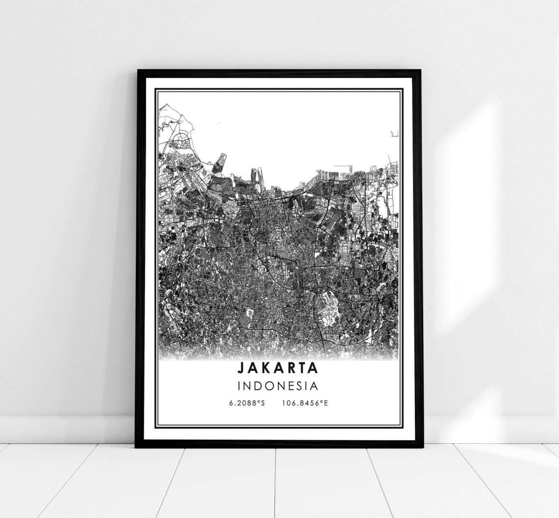 Jakarta Indonesia Capital City Minimalist Street Map Art Print