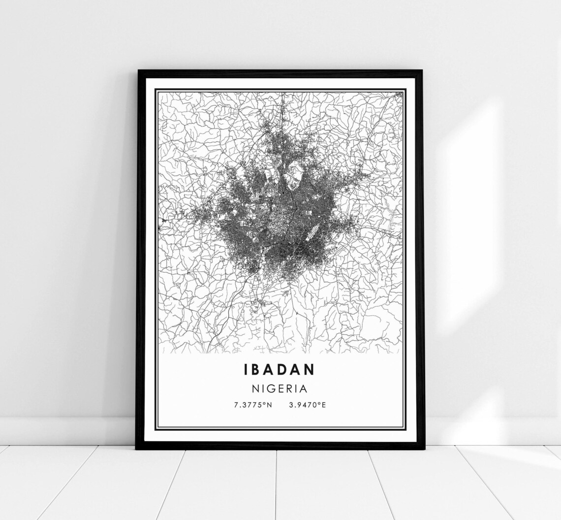 Ibadan Nigeria Minimalist Street Map Line Art Home Decor Poster