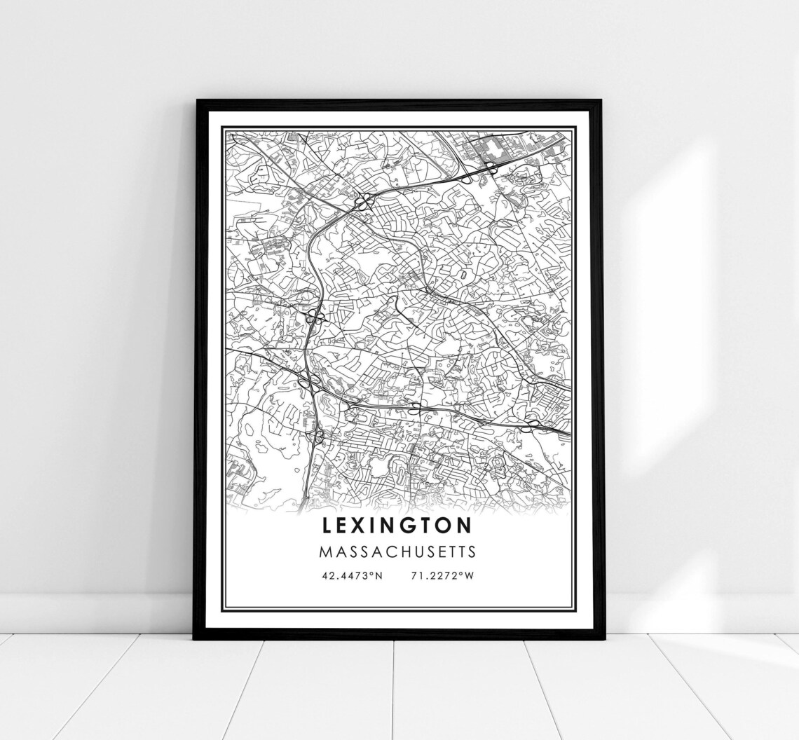Lexington Massachusetts Street Map Coordinates Minimalist Print
