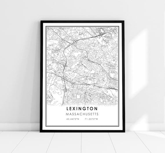 Lexington Massachusetts Street Map Coordinates Minimalist Print