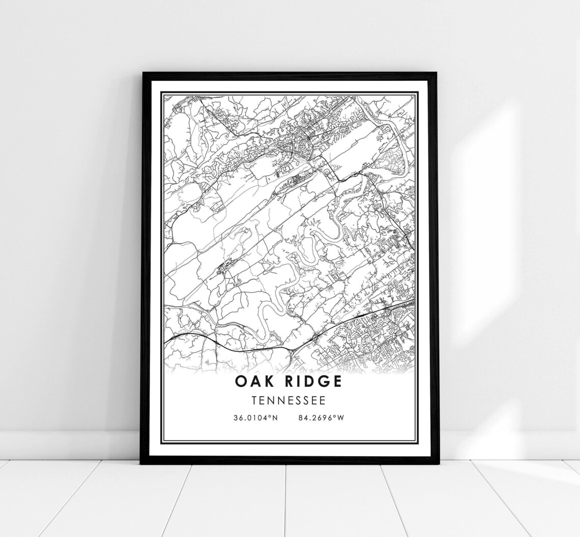 Oak Ridge Map Print Poster, Tennessee City