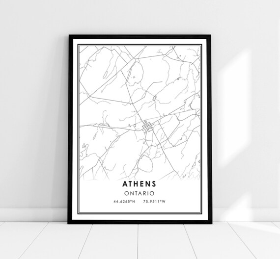 Athens Ontario Canada Minimalist City Map Coordinates Poster