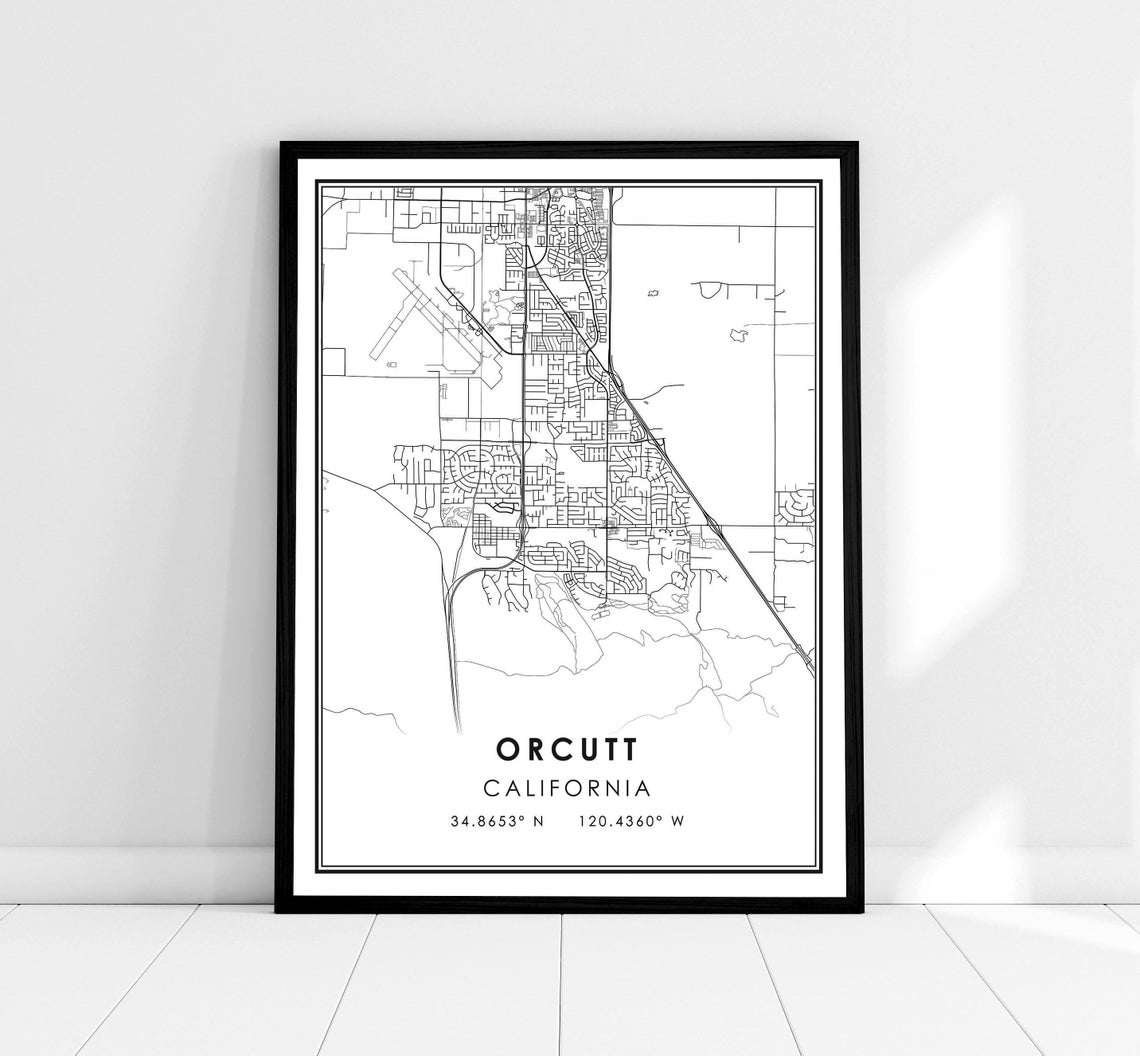Orcutt California Minimalist City Street Map Art Travel Print