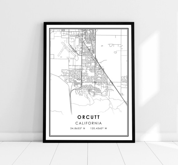 Orcutt California Minimalist City Street Map Art Travel Print