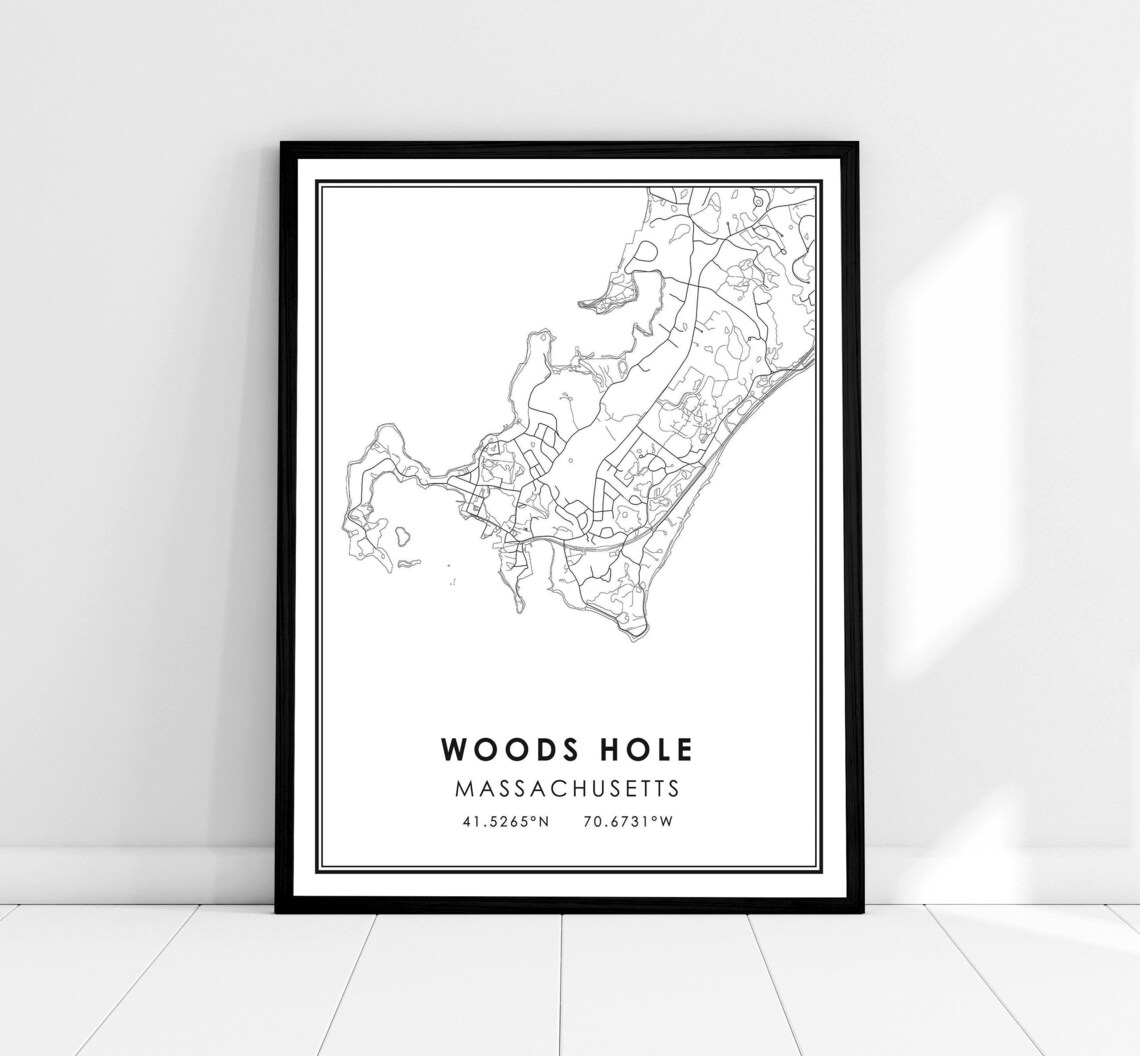 Woods Hole Map Print, Massachusetts Travel Poster