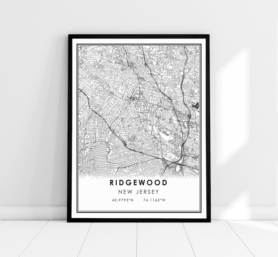Ridgewood New Jersey Map Print Poster
