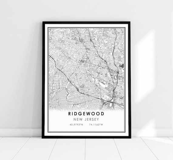 Ridgewood New Jersey Map Print Poster