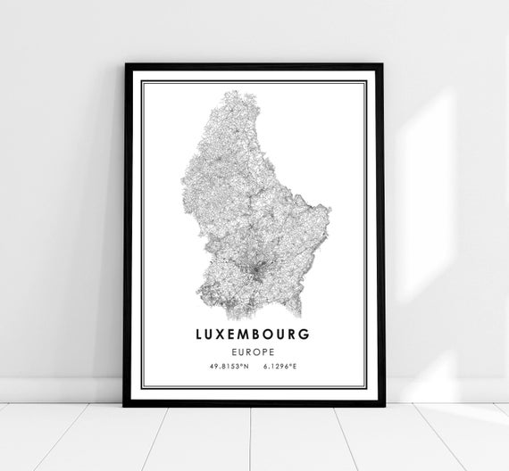 Luxembourg Country Map Travel Poster