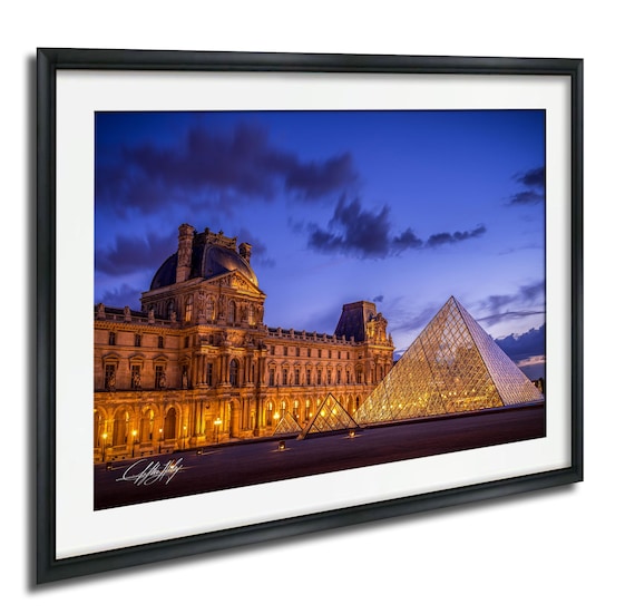 Paris Louvre Pyramid Print Glass Architecture Sunset Colors Fine Art