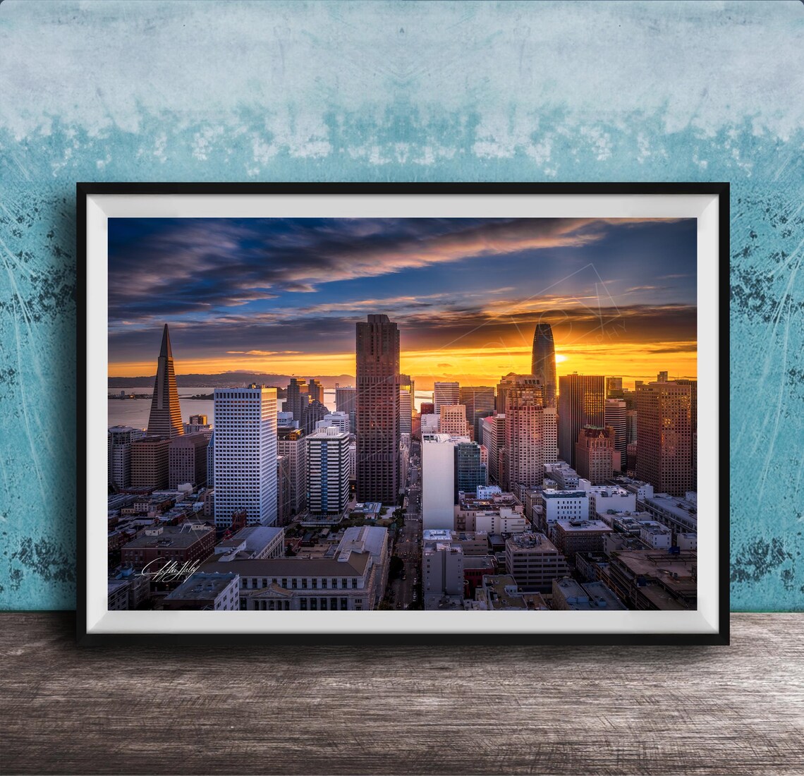 San Francisco Wall Art Sunrise Skyline Warm Light Cityscape