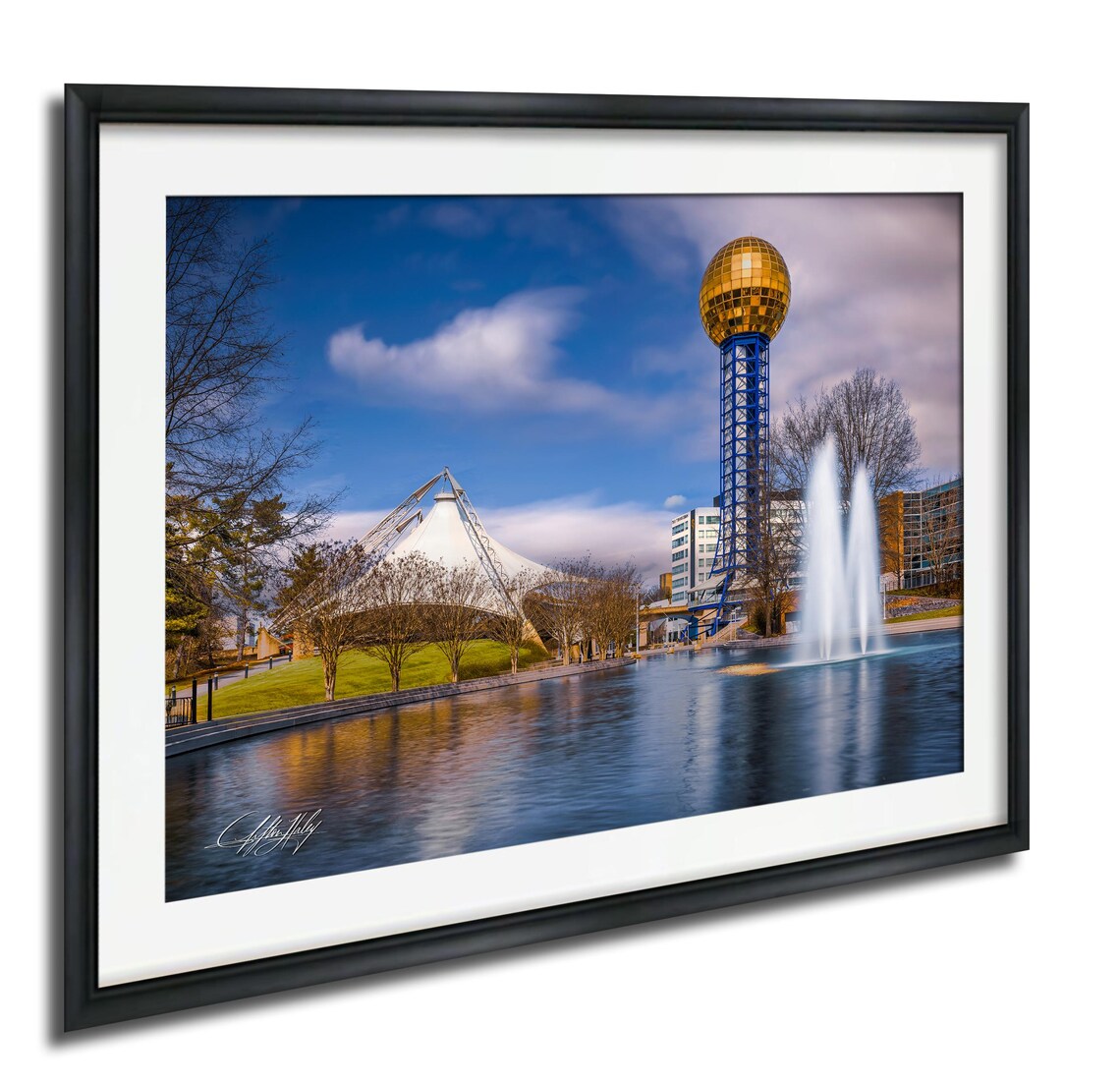 Knoxville Sunsphere Golden Tower Fountain Waterfront Photo Art Poster