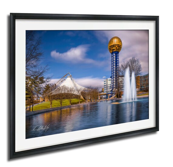 Knoxville Sunsphere Golden Tower Fountain Waterfront Photo Art Poster