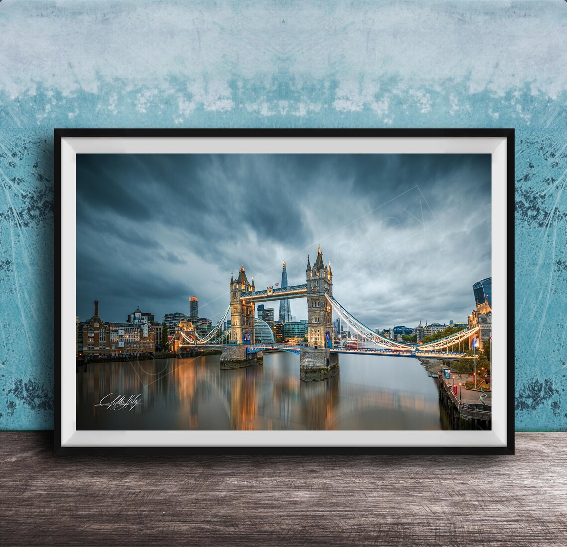 Tower Bridge Art Print London Skyline At Blue Hour Sunset Glow