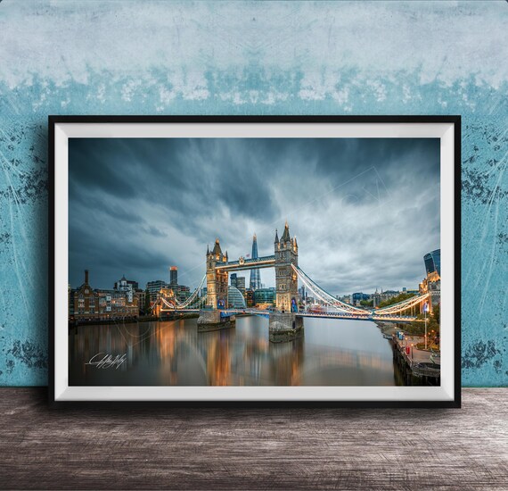 Tower Bridge Art Print London Skyline At Blue Hour Sunset Glow