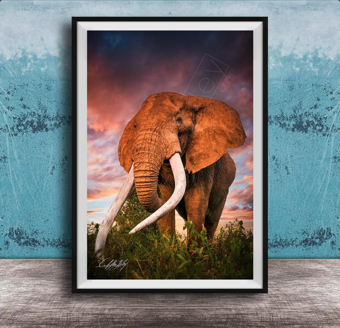 Elephant Wall Art Big Tusker At Sunset Maasai Culture Inspired