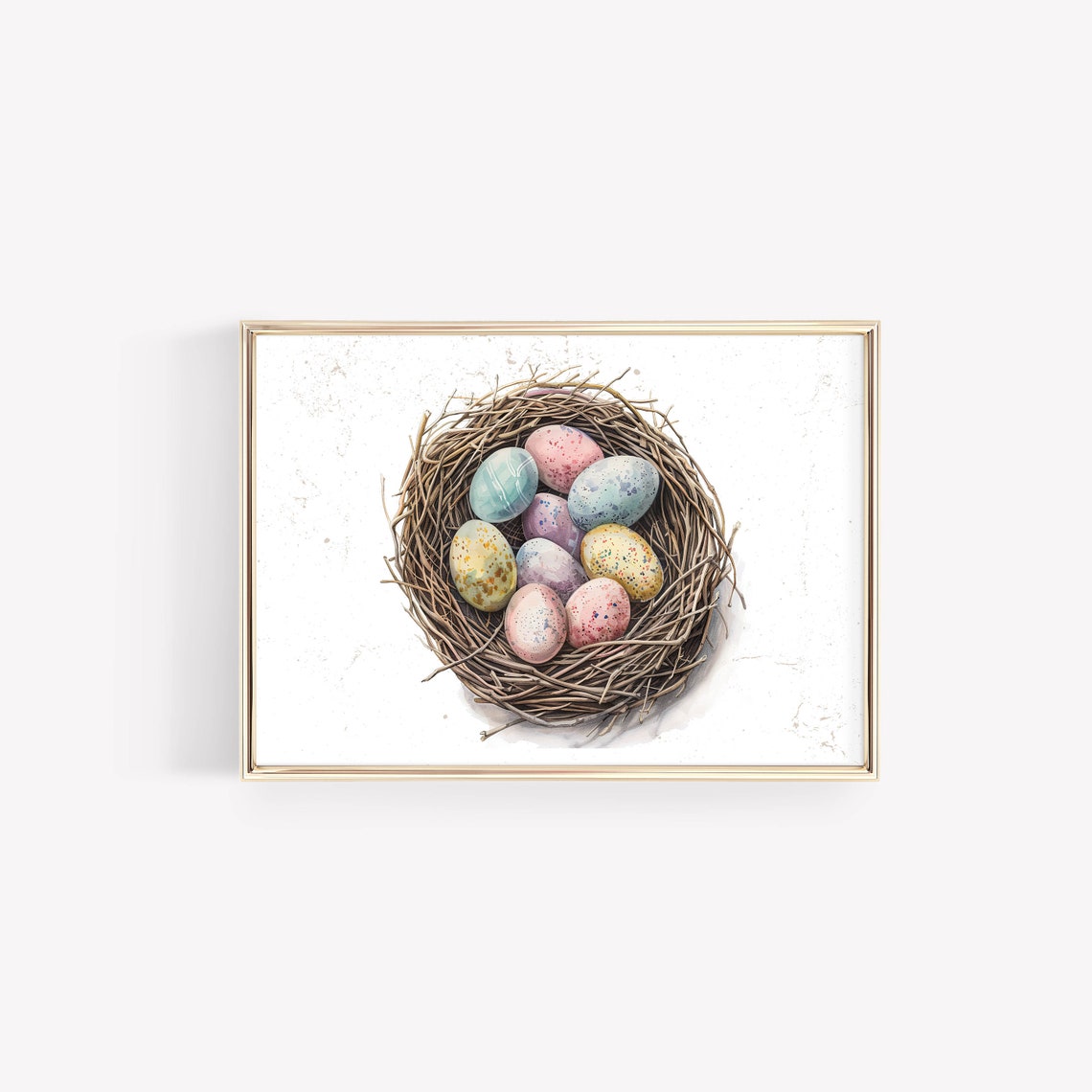 Charming Watercolor Easter Eggs Nest Pastel Spring Art Poster - Image 5