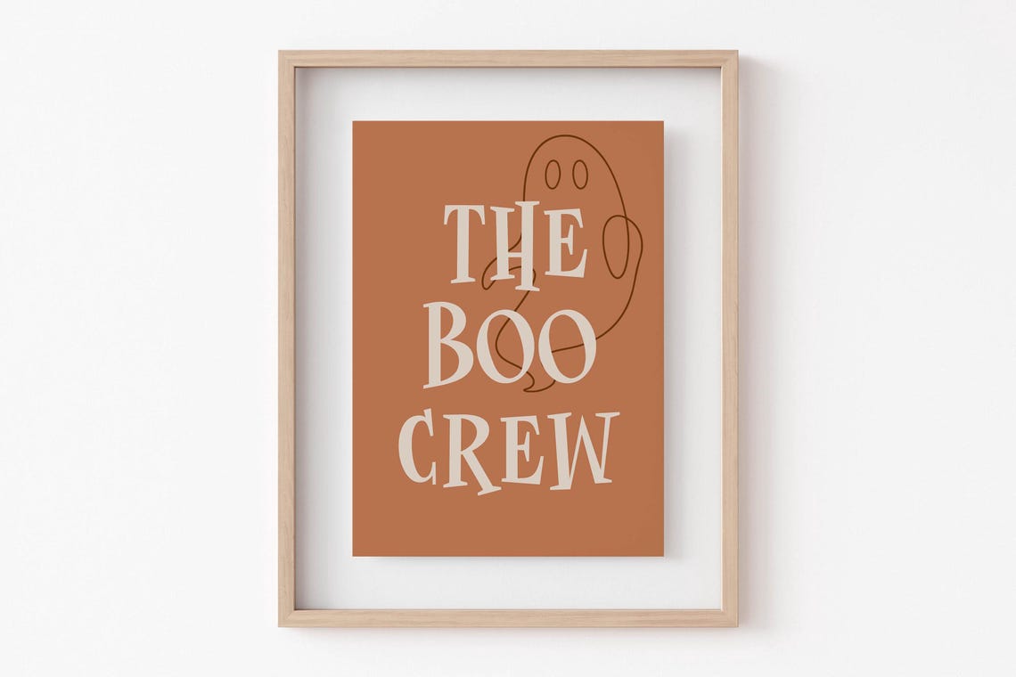 The Boo Crew Retro Ghost Burnt Orange Halloween Party Sign Poster - Image 6