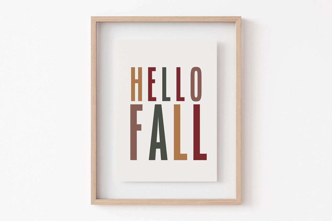 Hello Fall Bold Multicolor Block Letter Autumn Typography Poster - Image 3