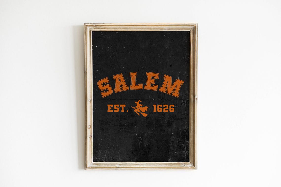 Salem Est 1626 Collegiate Witch Silhouette Halloween Wall Poster - Image 6