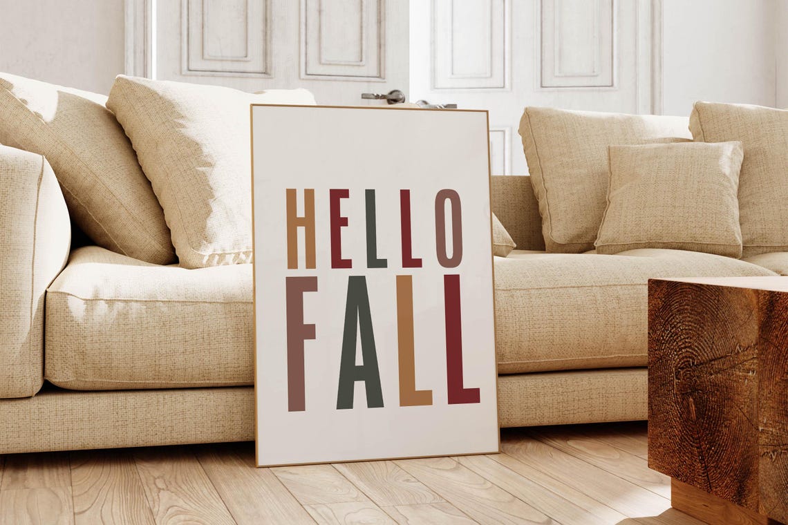 Hello Fall Bold Multicolor Block Letter Autumn Typography Poster - Image 4