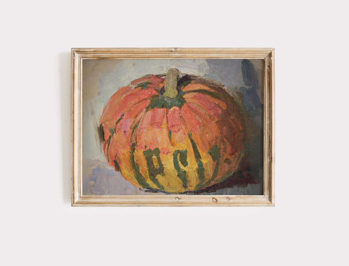 Pumpkin Oil Painting Fall Autumn Harvest Impressionist Rustic Wall Poster - Image 6