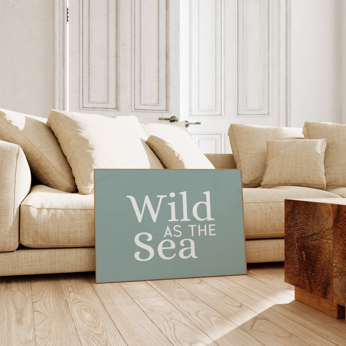 Wild As The Sea Coastal Quote Sage Blue Minimalist Art Poster - Image 5