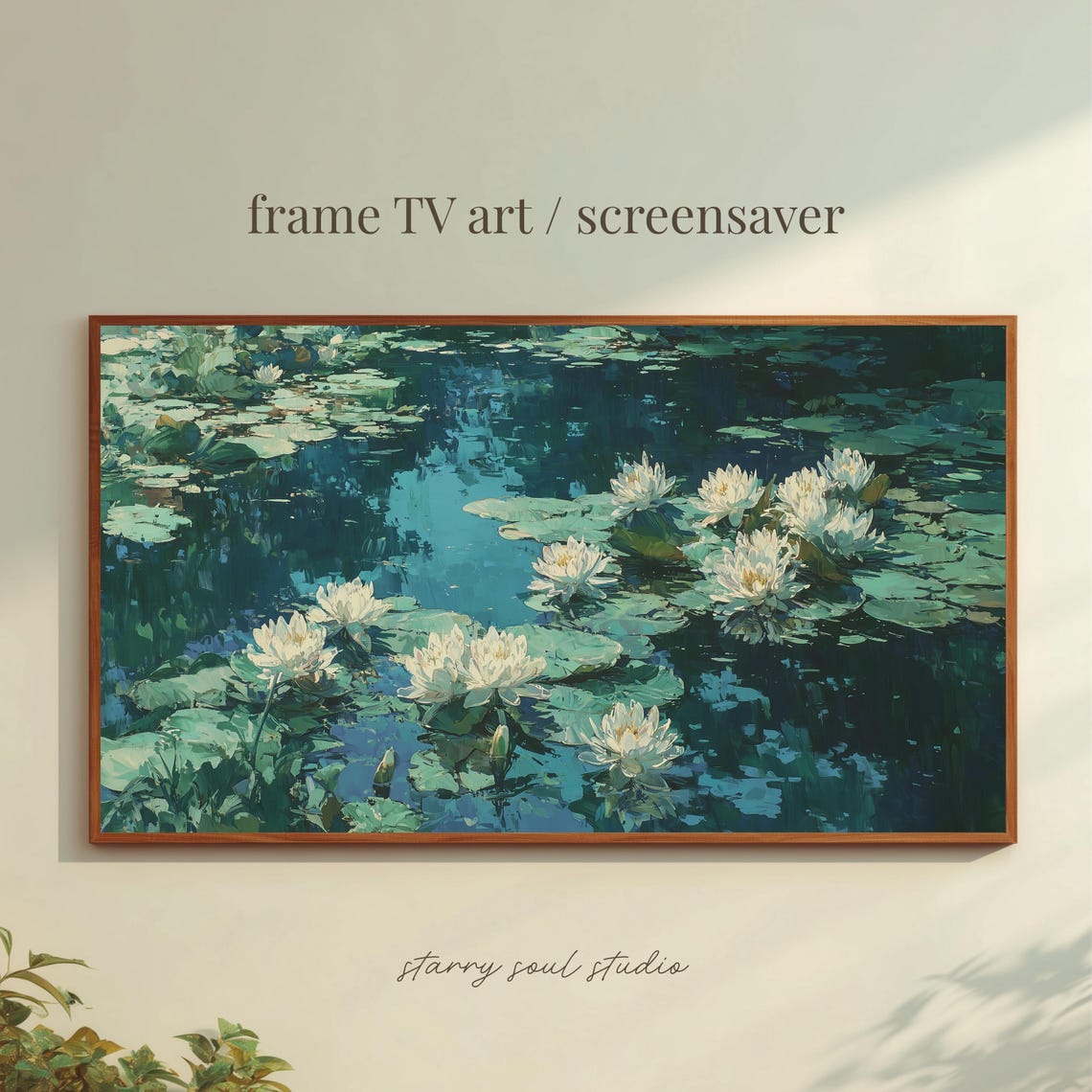 White Water Lilies Emerald Pond Light Impressionist Wall Poster