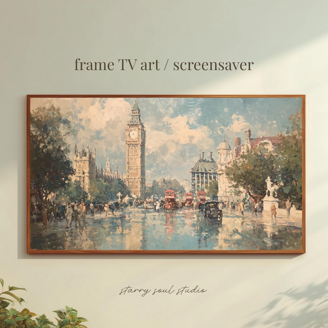 London Big Ben And Westminster Street Scene Impressionist Art Poster