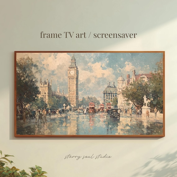 London Big Ben And Westminster Street Scene Impressionist Art Poster