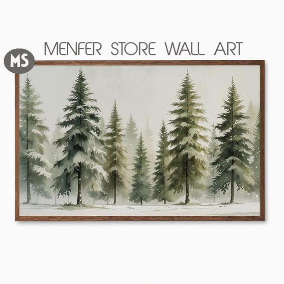 Winter Pine Forest Wall Art Snowy Evergreen Landscape