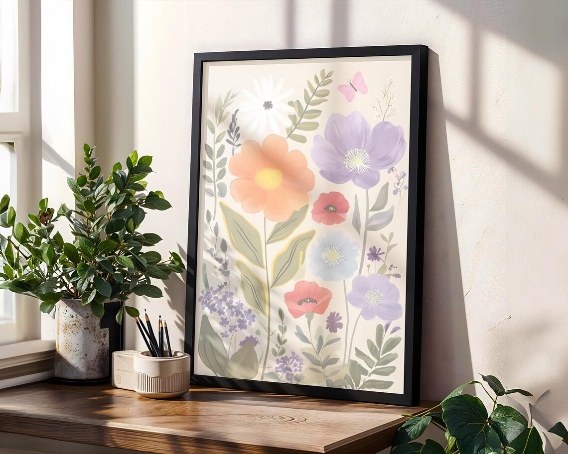 Floral Symphony With Butterflies Poster Print - Image 4