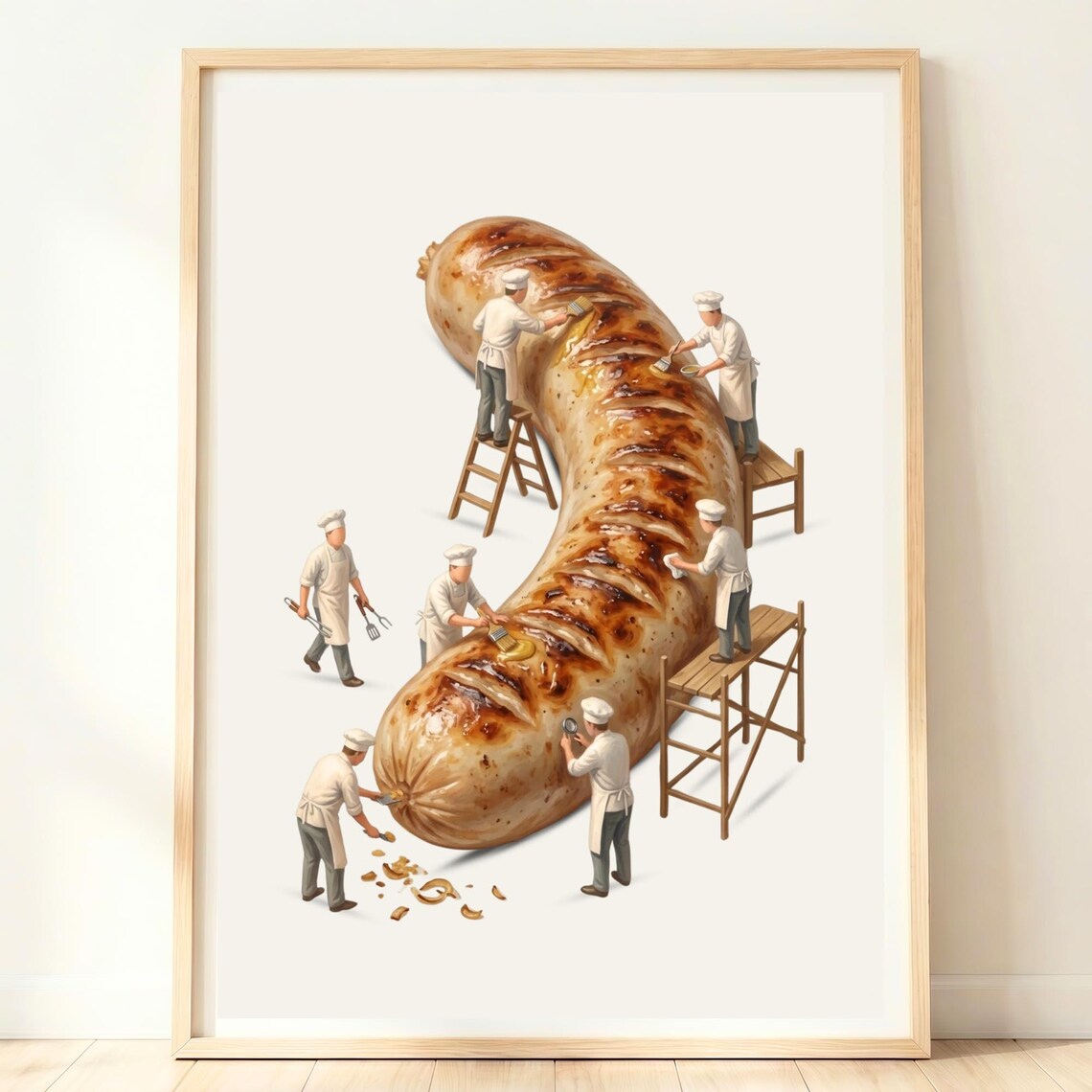 Bratwurst German Sausage Poster Print, Oktoberfest Decor